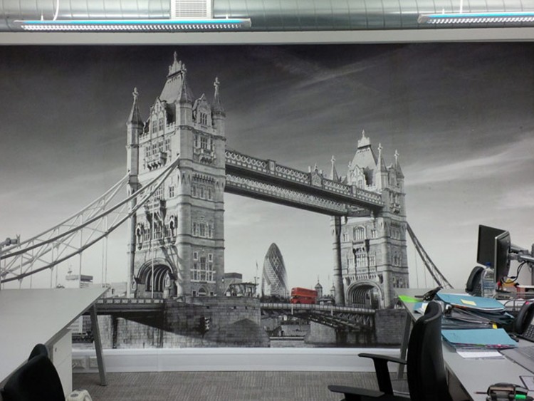 Bespoke printed wall mural showing Tower Bridge