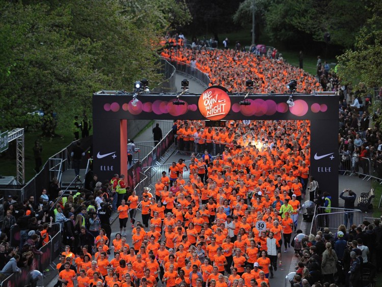 The starting line featured graphic wrapped gantries and barriers