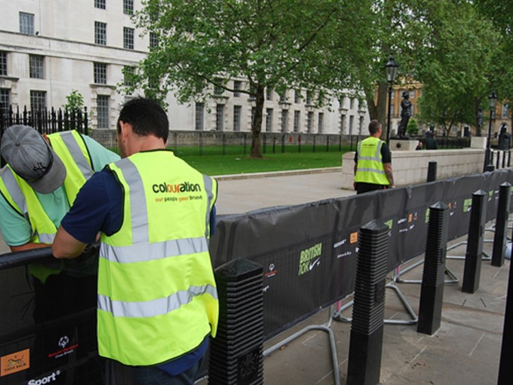 Event Branding - being installed by Colouration Sport team