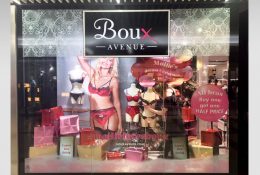 Window graphics and display materials for Boux Avenue's Guilford store