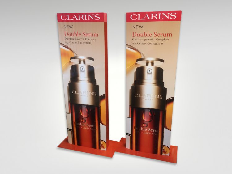 Floor display units for Clarins Double Serum